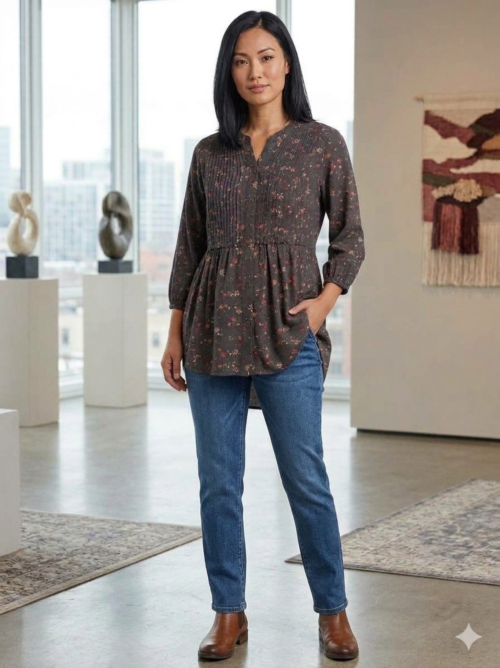 Matilda Jane "Afternoon Stroll" Floral Pintuck Blouse